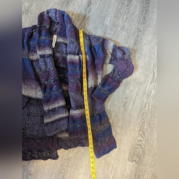 Woman's Aeropostale Striped Acrylic Wool Blend Cardigan-Purple,Blue,Gray-Size XS - Picture 4 of 7